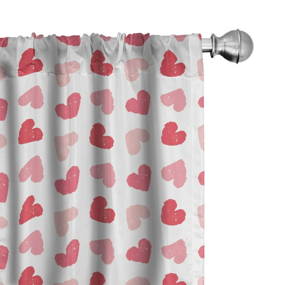 Ambesonne Hearts 4-Panel Curtains, Valentines Romance , 56"x84", Blush Pastel Pink