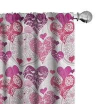 Ambesonne Hearts Curtains, Love Design, Pair of 28"x63", Hot Pink Purple Pink