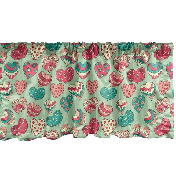 Ambesonne Hearts Window Valance, Colorful Love Cheers, 54" X 18", Multicolor