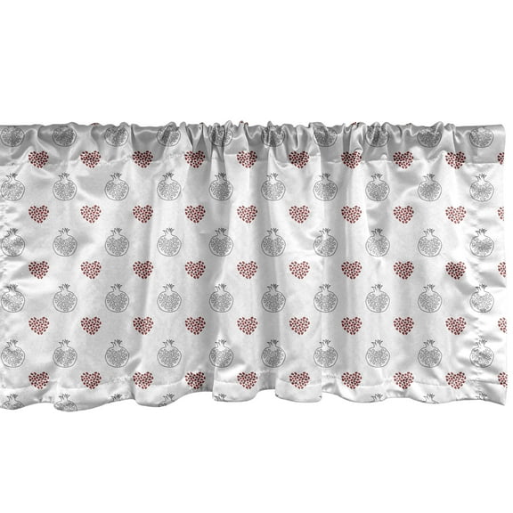 Ambesonne Hearts Window Valance, Hearts Built-in Pomegranate, 54" X 18", Scarlet Black and White