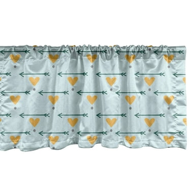 Ambesonne Hearts Window Valance, Love Themed Motifs Dots and Arrows in Scandinavian Design, Curtain Valance for Kitchen Bedroom Decor with Rod Pocket, 54" X 12", Pale Blue Pale Orange