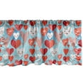 thumbnail image 1 of Ambesonne Hearts Window Valance, Warm Colored Hearts with Smiling Characters and Sketchy Design on Blue Background, Curtain Valance for Kitchen Bedroom Decor with Rod Pocket, 54" X 12", Multicolor, 1 of 3