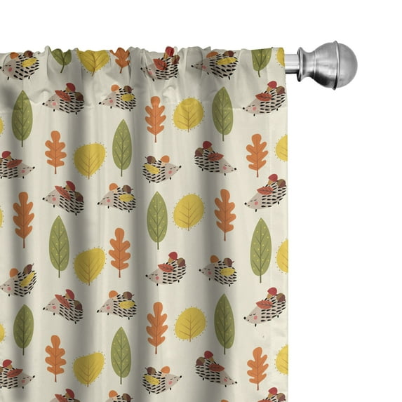 Ambesonne Hedgehog Curtains, Different Trees Animals, Pair of 28"x84", Multicolor