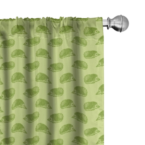 Ambesonne Hedgehog Curtains, Spiny Mammals Green, Pair of 28"x84", Pistachio and Lime Green