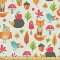 thumbnail image 1 of Ambesonne Hedgehog Fabric by the Yard Upholstery, Colorful Fruits Animals, 5 Yards, Pale Orange Dark Coral, 1 of 1