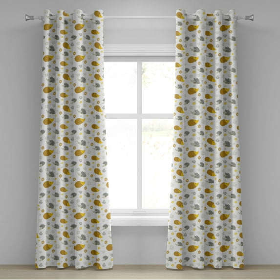 Ambesonne Hedgehog Grommet Curtain, Autumn in the Woods, 50" x 108", Earth Yellow and Grey