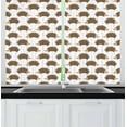 thumbnail image 1 of Ambesonne Hedgehog Kitchen Curtains, Cartoon Porcupines, 55"x45", Caramel Pale Brown White, 1 of 3