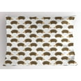 thumbnail image 1 of Ambesonne Hedgehog Pillow Sham, Cartoon Porcupines, 26" X 20", Caramel Pale Brown White, 1 of 2