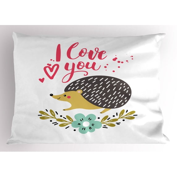 Ambesonne Hedgehog Pillow Sham, Ink Splatter Words, 26" X 20", Multicolor