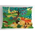 thumbnail image 1 of Ambesonne Hedgehog Pillow Sham, Woodland Happy Animals, 26" X 20", Multicolor, 1 of 2