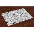 thumbnail image 1 of Ambesonne Hedgehog Place Mats Set of 4, Ecological Woodland, Standard Size, Black White, 1 of 4