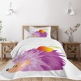 thumbnail image 1 of Ambesonne Hedgehog Quilted Bedspread Set 2 Pcs, Abstract Animal Apple, Twin Size, Violet Orange Green, 1 of 5
