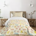 thumbnail image 1 of Ambesonne Hedgehog Quilted Bedspread Set 2 Pcs, Dotted Floral Striped, Twin Size, Multicolor, 1 of 5