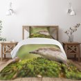 thumbnail image 1 of Ambesonne Hedgehog Quilted Bedspread Set 2 Pcs, Eastern Europe Scene, Twin Size, Green Brown, 1 of 5