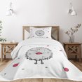 thumbnail image 1 of Ambesonne Hedgehog Quilted Bedspread Set 2 Pcs, Happy Mammal Apples, Twin Size, Grey Pink Green, 1 of 5