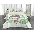 thumbnail image 1 of Ambesonne Hedgehog Quilted Bedspread Set 3 Pcs, Colorful Animal Food, King Size, Multicolor, 1 of 5