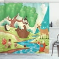 thumbnail image 1 of Ambesonne Hedgehog Shower Curtain, Ladybug Snail Bear, 69"Wx70"L, Multicolor, 1 of 5