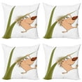 thumbnail image 1 of Ambesonne Hedgehog Throw Pillow Cover 4 Pack, Small Hadgehog, 18", Tan Brown Green, 1 of 5