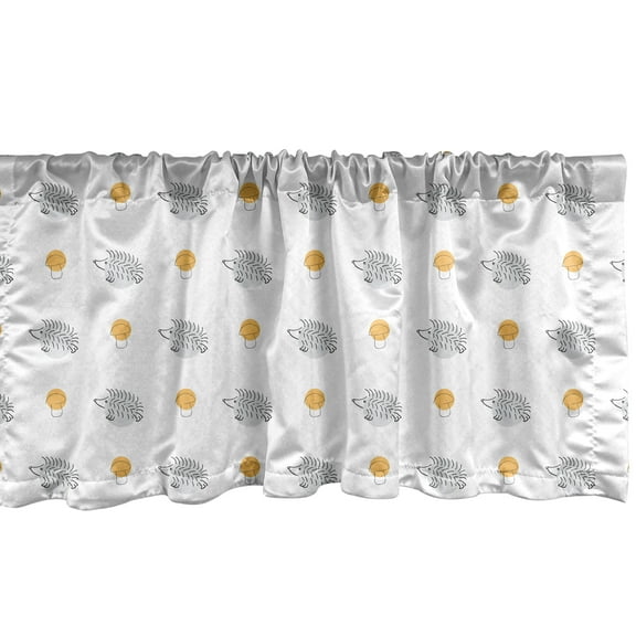 Ambesonne Hedgehog Window Valance, Sketch Art Illustration, 54" X 18", Pale Orange Pale Grey