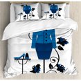 thumbnail image 1 of Ambesonne Heels and Dresses Duvet Cover Set, Tailor's Shop, 2-Calking, Blue Black White, 1 of 7