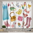 thumbnail image 1 of Ambesonne Heels and Dresses Kitchen Curtains, Girlish Items, 55"x39", Multicolor, 1 of 3