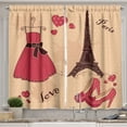 thumbnail image 1 of Ambesonne Heels and Dresses Kitchen Curtains, Retro French, 55"x39", Pale Salmon Dark Brown, 1 of 3