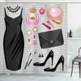 thumbnail image 1 of Ambesonne Heels and Dresses Shower Curtain, Dress and Bag, 69"Wx84"L, Pale Brown Pale Pink, 1 of 3