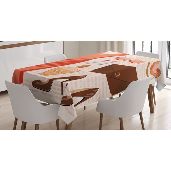 Ambesonne Heels and Dresses Tablecloth Rectangular Table Cover, Fashion Elements, 52"x70", Salmon Brown Peach