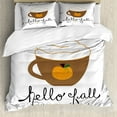 thumbnail image 1 of Ambesonne Hello Fall Duvet Cover Sets, Autumn Pumpkin Spice Cup, 2-Queen, White Caramel Marigold, 1 of 7