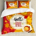 thumbnail image 1 of Ambesonne Hello Fall Duvet Cover Sets, Greeting Autumn Motifs, 2-King, White Orange Dark Coral, 1 of 3