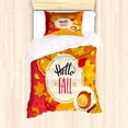 thumbnail image 1 of Ambesonne Hello Fall Duvet Cover Sets, Greeting Autumn Motifs, 2-Twin, White Orange Dark Coral, 1 of 4