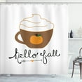 thumbnail image 1 of Ambesonne Hello Fall Shower Curtain, Autumn Pumpkin Spice Cup, 69"Wx70"L, White Caramel Marigold, 1 of 1