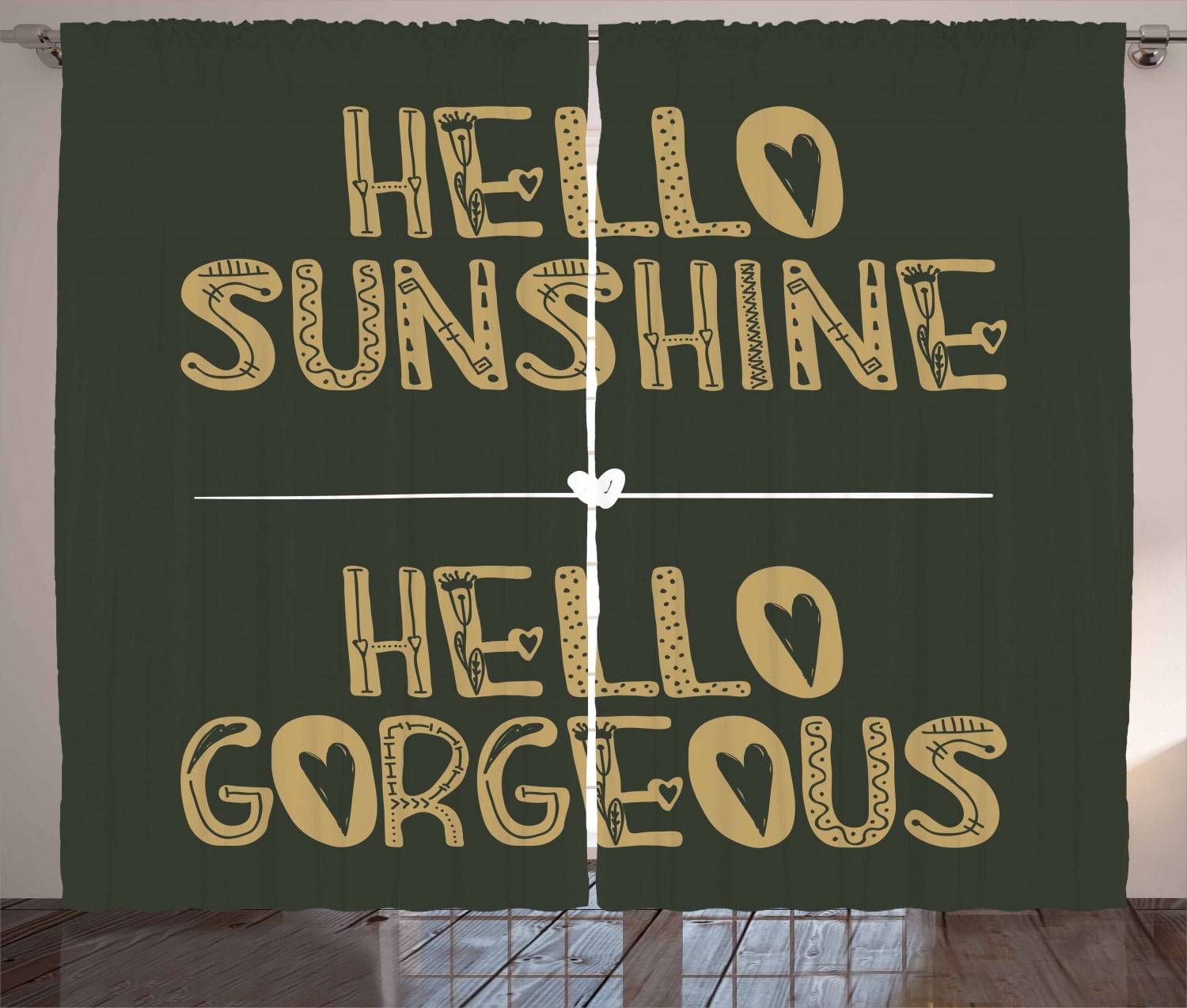 Ambesonne Hello Gorgeous Curtains 2 Panel Set, Hello Sunshine, 108