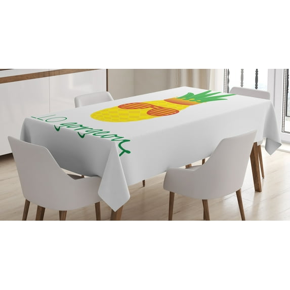 Ambesonne Hello Gorgeous Tablecloth Rectangular Table Cover, Doodle Pineapple, 60"x90", Multicolor