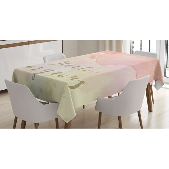 Ambesonne Hello Gorgeous Tablecloth Rectangular Table Cover, Pink Watercolor, 52"x70", Multicolor