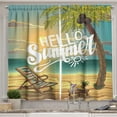 thumbnail image 1 of Ambesonne Hello Kitchen Curtains, Chair Under Palm Trees, 55"x39", Multicolor, 1 of 2