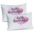 thumbnail image 1 of Ambesonne Hello Pillow Sham 2 Pack, Watercolor Style Flower, 26"x20", Pale Pink Lavender Black, 1 of 3