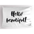 thumbnail image 1 of Ambesonne Hello Pillow Sham, Hand Letters Tiny Dots, 36" X 20", Black White, 1 of 2