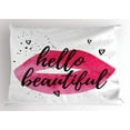 thumbnail image 1 of Ambesonne Hello Pillow Sham, Lip Shape Phrase of Love, 36" X 20", Magenta Black, 1 of 2