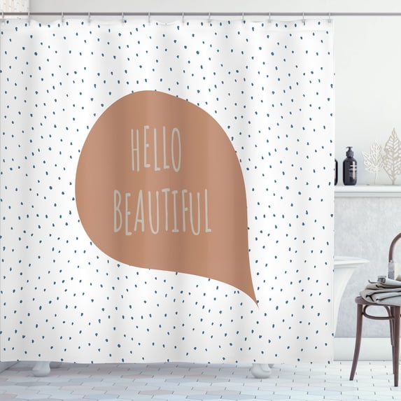 Ambesonne Hello Shower Curtain, Romance Speech Balloon Print, 69"Wx84"L, White Caramel