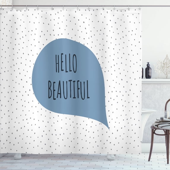 Ambesonne Hello Shower Curtain, Romantic Pastel Color Dots, 69"Wx75"L, Pale Azure
