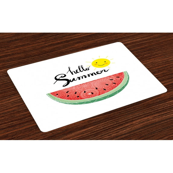 Ambesonne Hello Summer Place Mats Set of 4, Abstract Zentangle, Standard Size, Multicolor