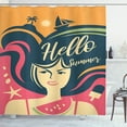 thumbnail image 1 of Ambesonne Hello Sunshine Shower Curtain, Lady Ships Trees, 69"Wx84"L, Apricot Pistachio Green, 1 of 4