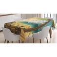 thumbnail image 1 of Ambesonne Hello Tablecloth Rectangular Table Cover, Chair Under Palm Trees, 60"x84", Multicolor, 1 of 4