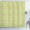 thumbnail image 1 of Ambesonne Hen and Chicks Shower Curtain, Chicken and Rooster, 69"Wx84"L, Green Pink, 1 of 4