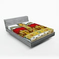 thumbnail image 1 of Ambesonne Heraldry Fitted Sheet, Medieval Forms Stones, Queen Size, Ruby Earth Yellow, 1 of 2