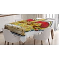 thumbnail image 1 of Ambesonne Heraldry Tablecloth Rectangular Table Cover, Medieval Forms Stones, 52"x70", Ruby Earth Yellow, 1 of 4