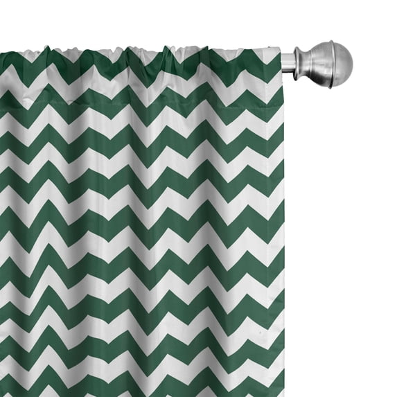 Ambesonne Herringbone Curtains, Abstract Zigzag Plot, Pair of 28"x95", Hunter Green and White