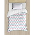 thumbnail image 1 of Ambesonne Herringbone Duvet Cover Sets, Horizontal Stripes Art, 2-Twin, White Pale Blue Pink, 1 of 4