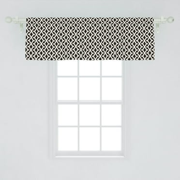 Ambesonne Herringbone Window Valance, Ethnic Style Rhombuses, 54" X 18", Ivory and Charcoal Grey